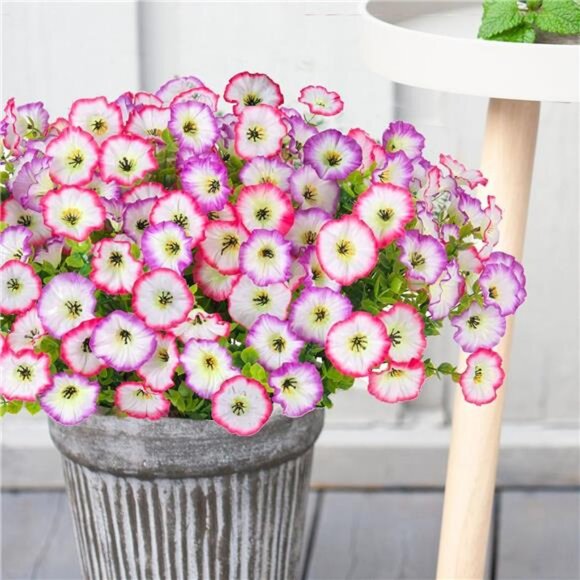 10 Bundles Morning Glory Artificial Flowers for Outdoor Decoration UV Resistant - Picture 5 of 8